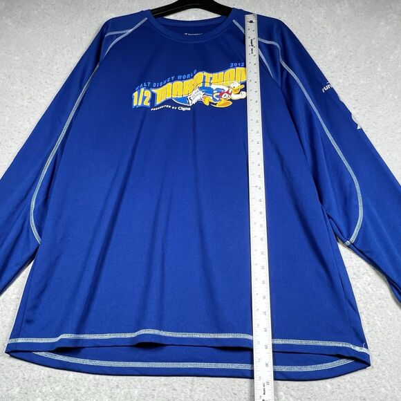 Run Disney 2012 Active Top Mens 2XL Blue 1/2 Marathon Donald Duck Long Sleeve - Picture 9 of 13
